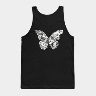 Floral Butterfly Black Background Tank Top